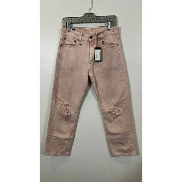 $669 R13 BOYFRIEND CROPPED JEAN. IN PEYTON PINK - Picture 3 of 14